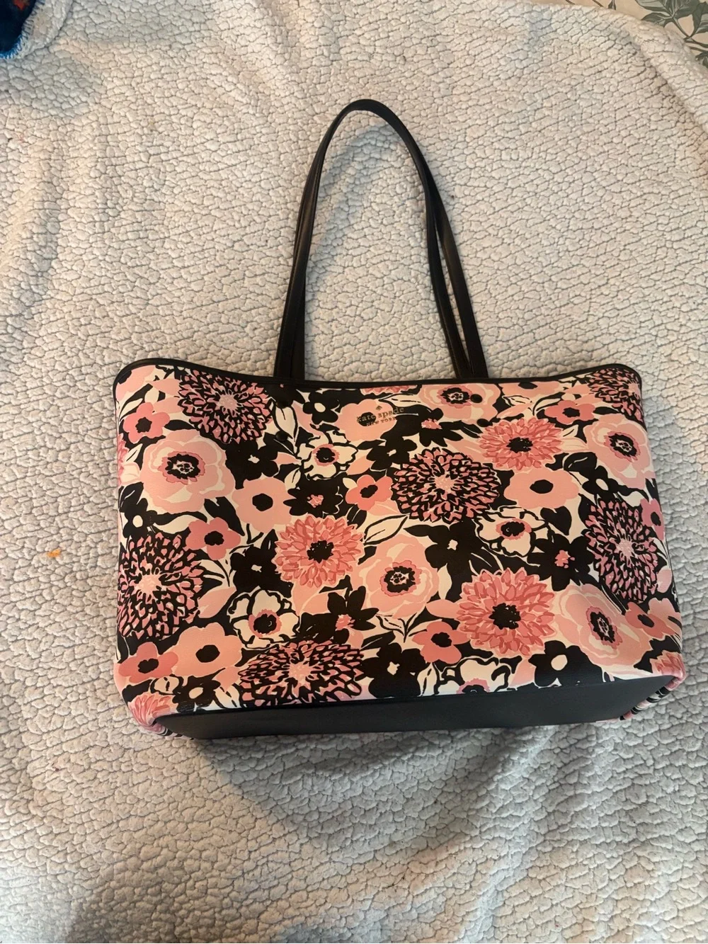 Floral Pink and Black Tote Bag - Stylish Everyday Carry